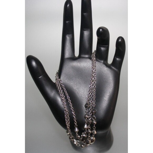 Silver Beaded Triple Strand Bracelet Boho Women's Fashion Jewelry NWOT - Picture 2 of 4